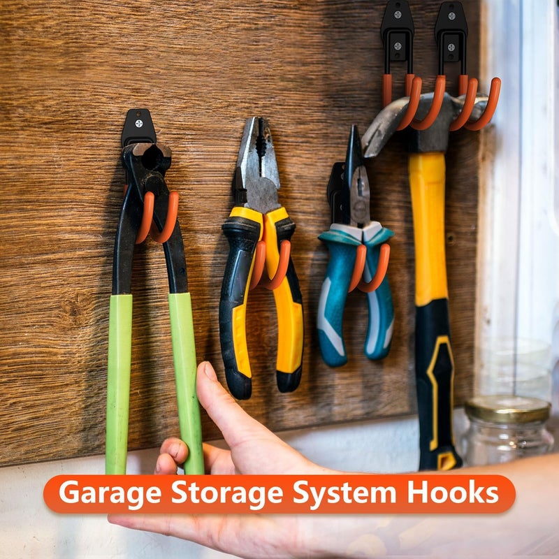 Cpais Garage Hooks with Anti-Slip Coating,Heavy Duty Wall Mount Storage Hooks for Hanging Bike,Hose,Ladder,Yard,Garden Tools (4 Pack Orange 5.5x4.1 Inch) - Image 4